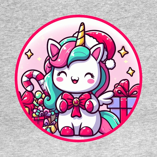 Christmas Unicorn with Bow by Pickledjo